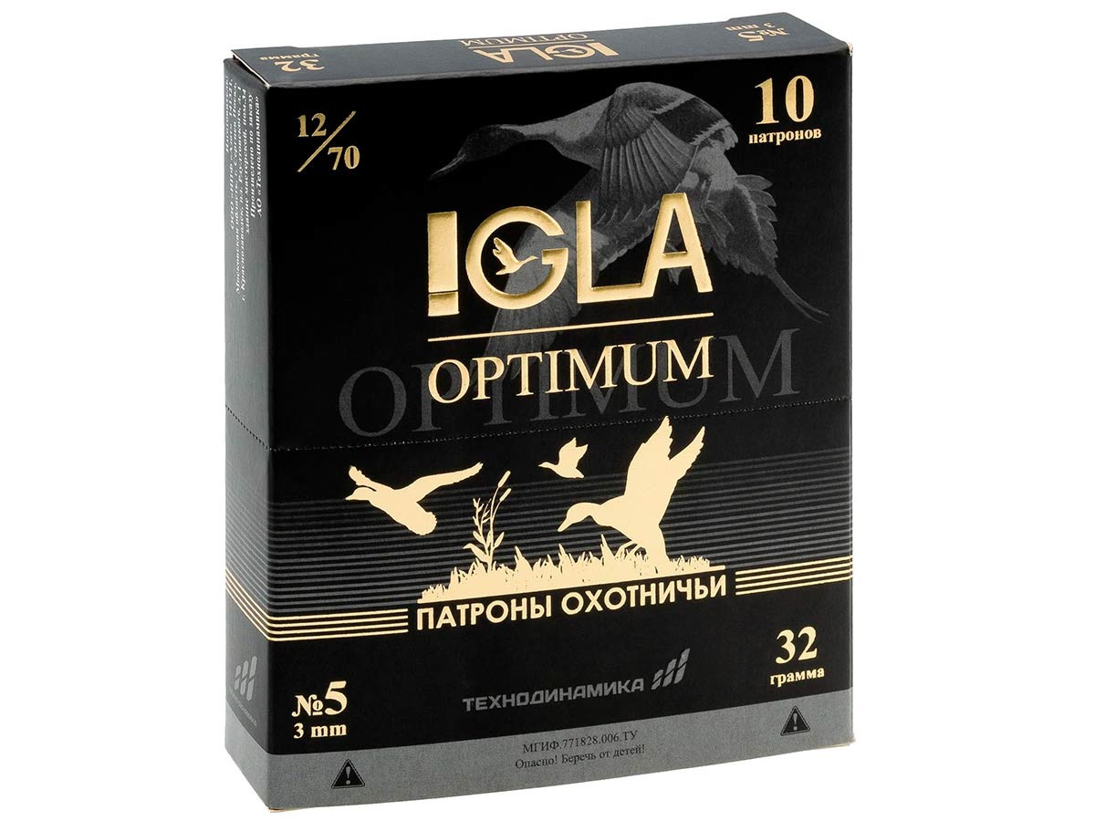 Патрон 12/70 Азот, IGLA Optimum, Дробь 32г. №3 (10шт)