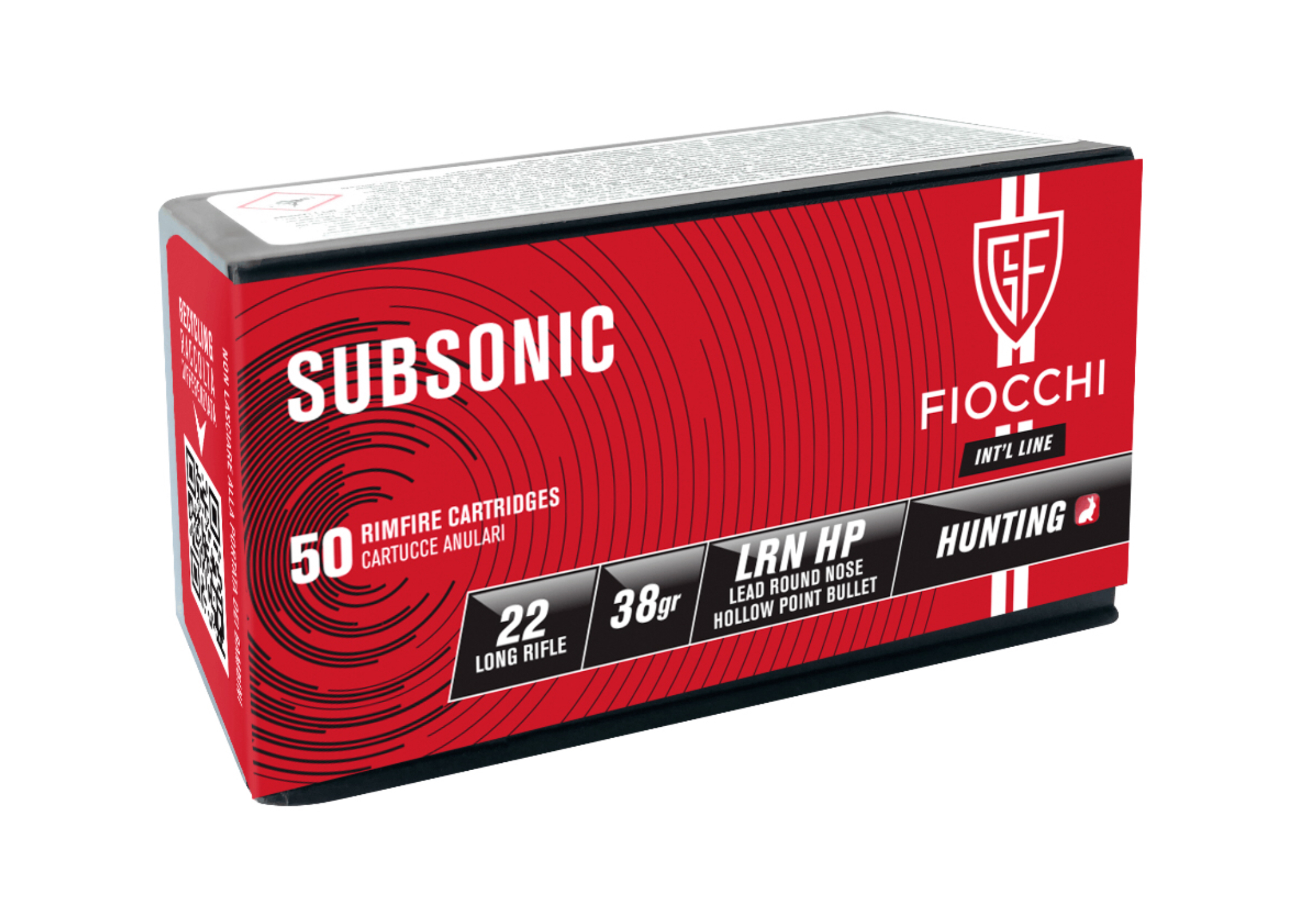 Патрон Fiocchi калибр 22LR Subsonic LRN HP 38grn (50 шт)
