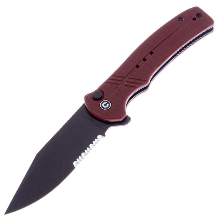 Нож CIVIVI Cogent Blackwashed Serrated G10 Burgundy 14C28N