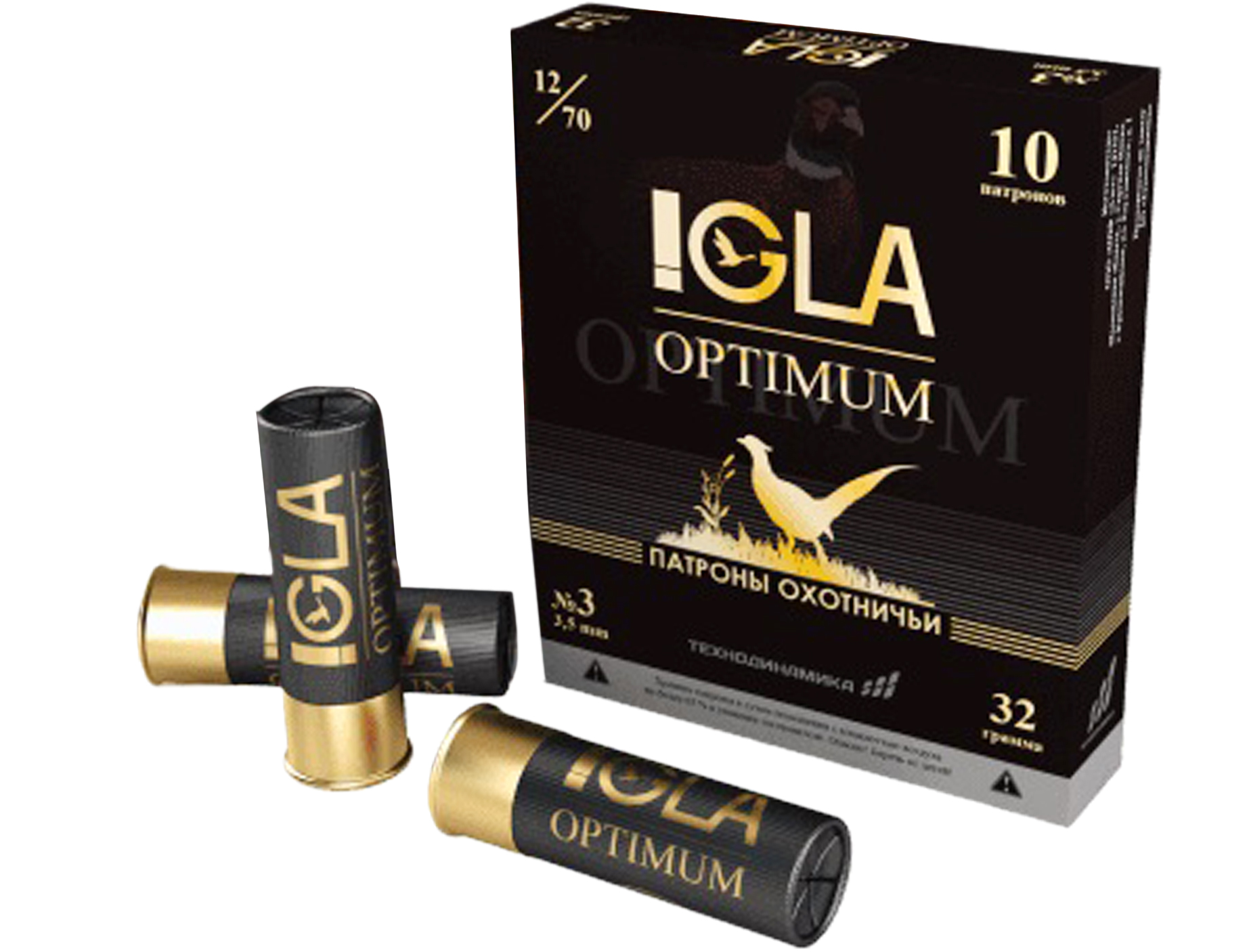 Патрон 12/70 Азот, IGLA Optimum, Дробь №3 34г (25шт)