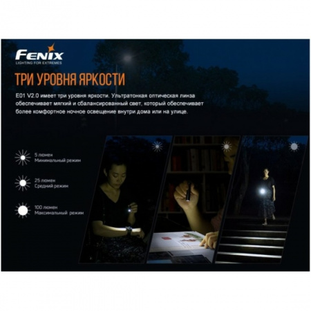Фонарь Fenix E01R V2.0 черный