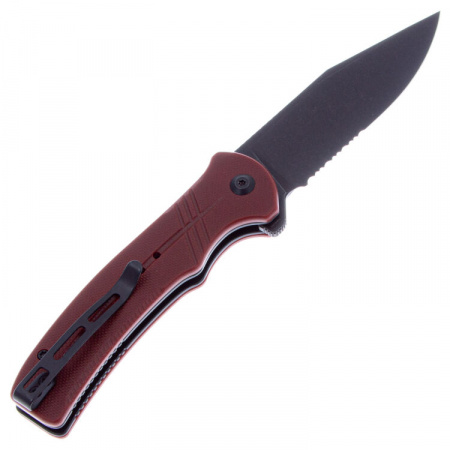 Нож CIVIVI Cogent Blackwashed Serrated G10 Burgundy 14C28N 