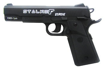 Пистолет пневм. Stalker S1911G (аналог "Colt 1911") к.4,5мм, пластик, 120 м/с, черный,+250шар., карт
