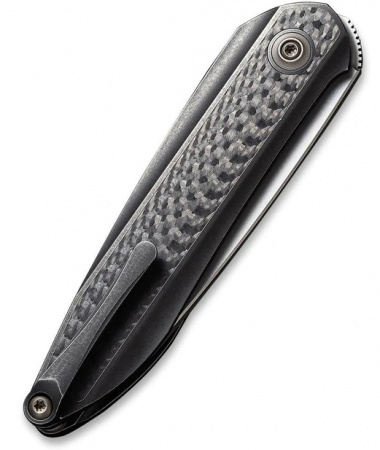 Нож We Knife Black Void Opus, CPM-20CV, Black Ti/Twill CF 