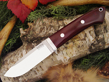 Нож фиксированный BARK RIVER Drop Point Hunter Maroon Linen Micarta