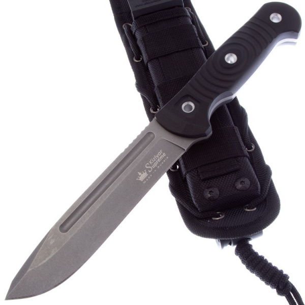 Нож фиксированный Kizlyar Supreme Maximus D2 TW G10-BH Black Molle Sheath