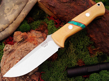 Нож фиксированный Bark River Bravo1 3VR Antique Ivory Web Turquoise Spacer