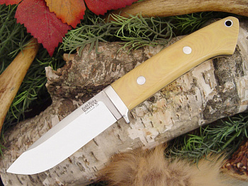 Нож фиксированный Bark River Drop Point Hunter Antique Ivory Micarta Red Liners