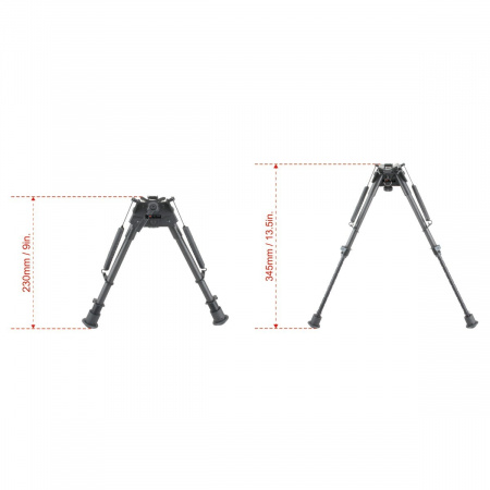 Сошки Vector Optics 9-13.5" на антабку(карбон, регул.винт, переходник на weaver) 22-34см 