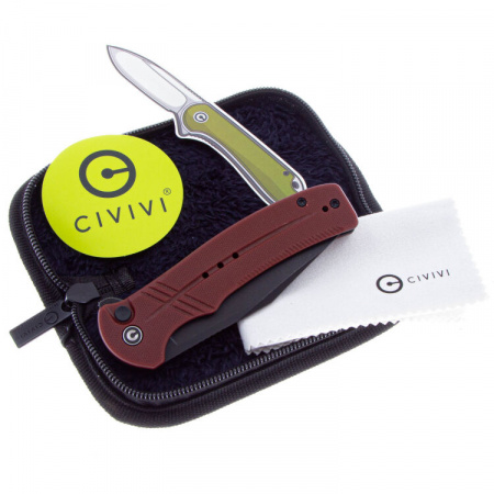 Нож CIVIVI Cogent Blackwashed Serrated G10 Burgundy 14C28N 